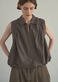 バルーンギャザー ノースリーブトップス (カフェモカ) volume balloon gather no sleeve tops (Caffe mocha) /  26SS