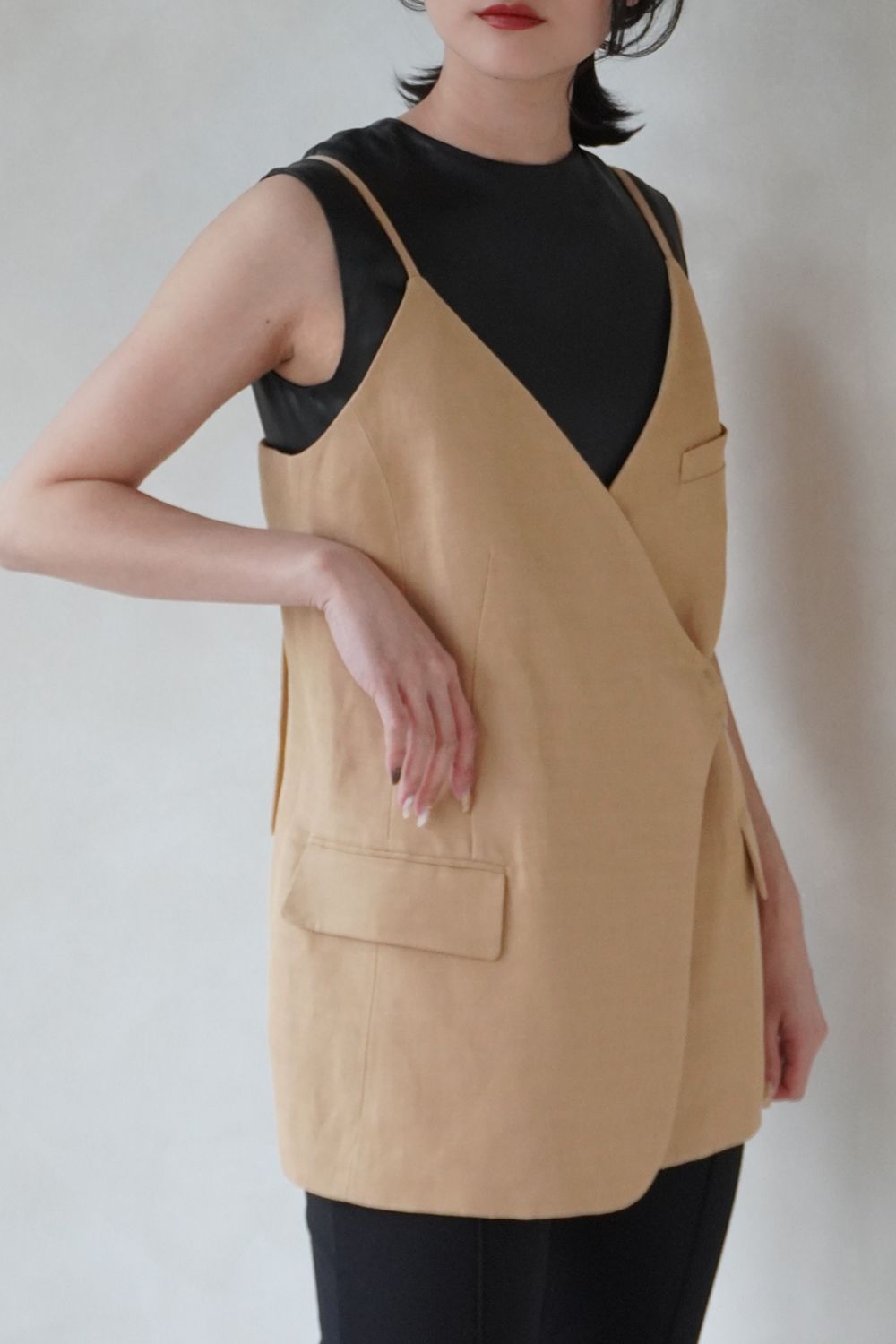 ollun linen gilet リネン ジレ (SAND BEIGE) - メルカリ