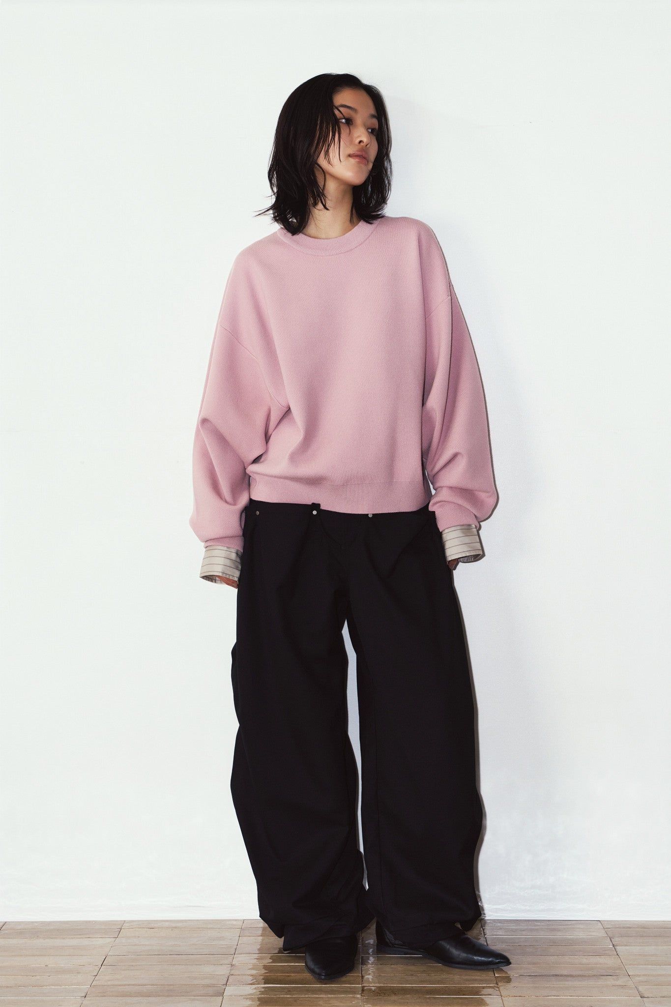 【UNISEXサイズ】2ウェイ ノームコア ニット (ピンク) 2way cuffs normcore knit(unisex) (Pink) / 26AW