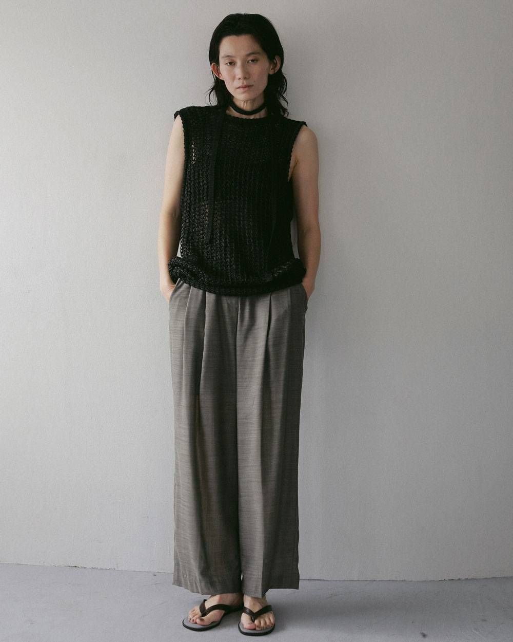 ウールシャンブレー タックパンツ (グレージュ) Woolchambray Tuck Pants (Graige) / 27SS