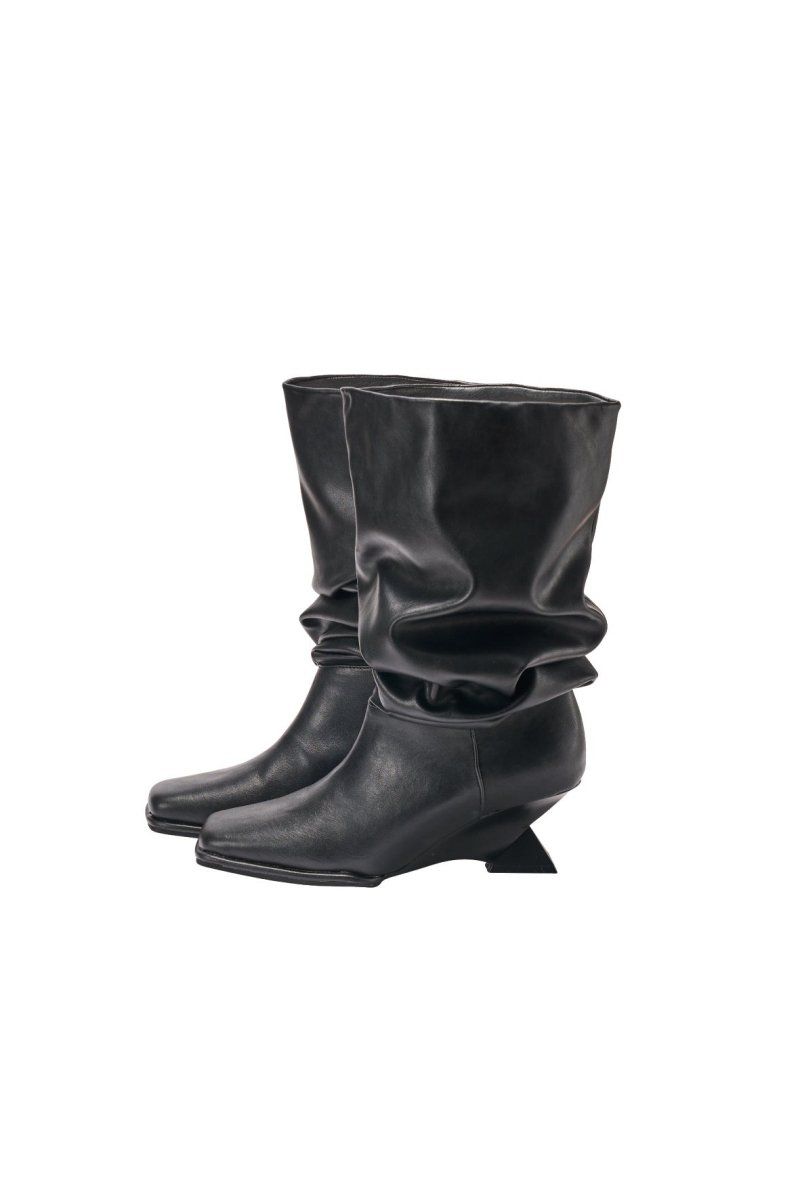 drape long boots (Black) / ドレープロングブーツ (ブラック) / 26SS