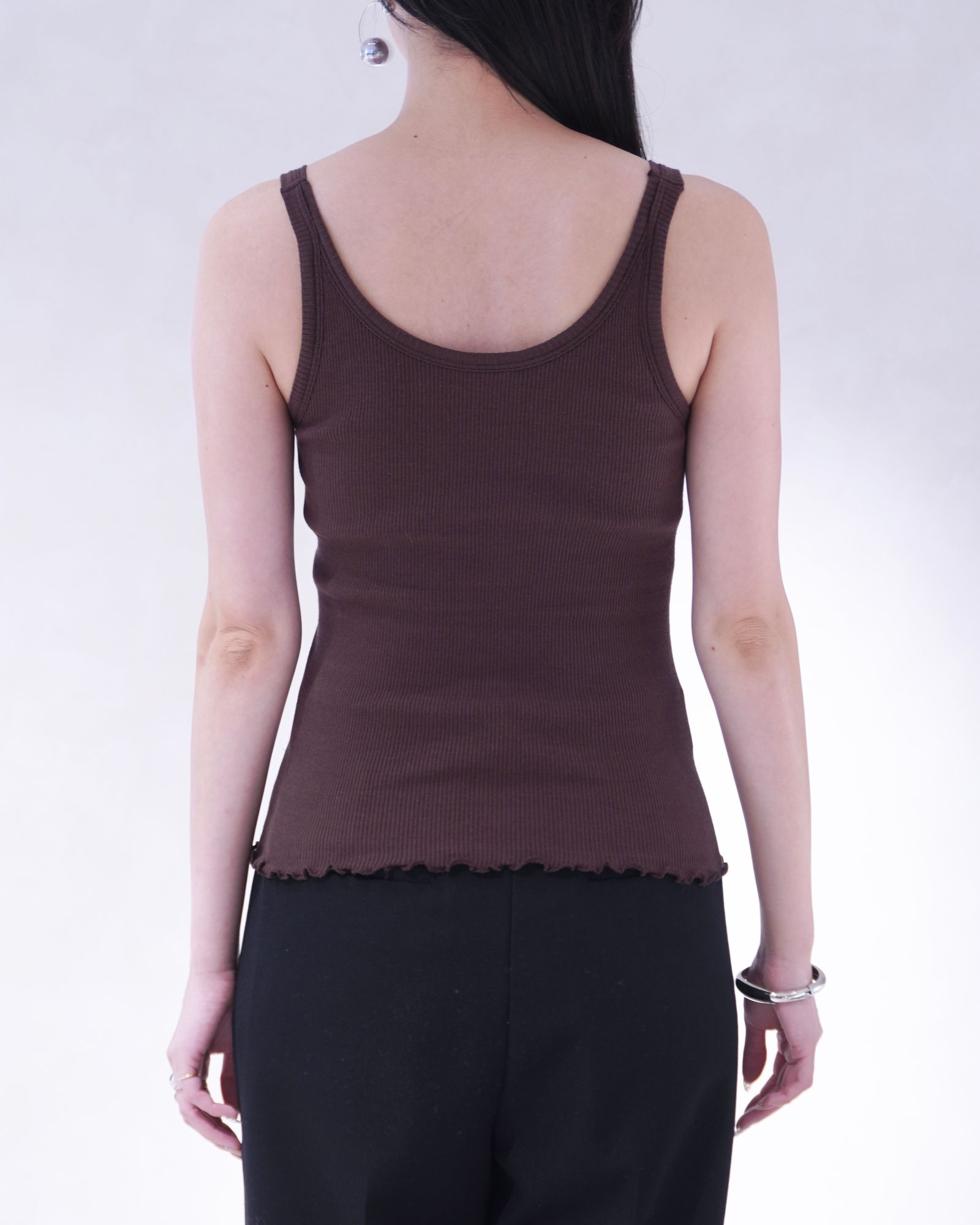 【KnuthMarf × PALM】カップインリブタンクトップ (ブラウン) cap in rib tank top