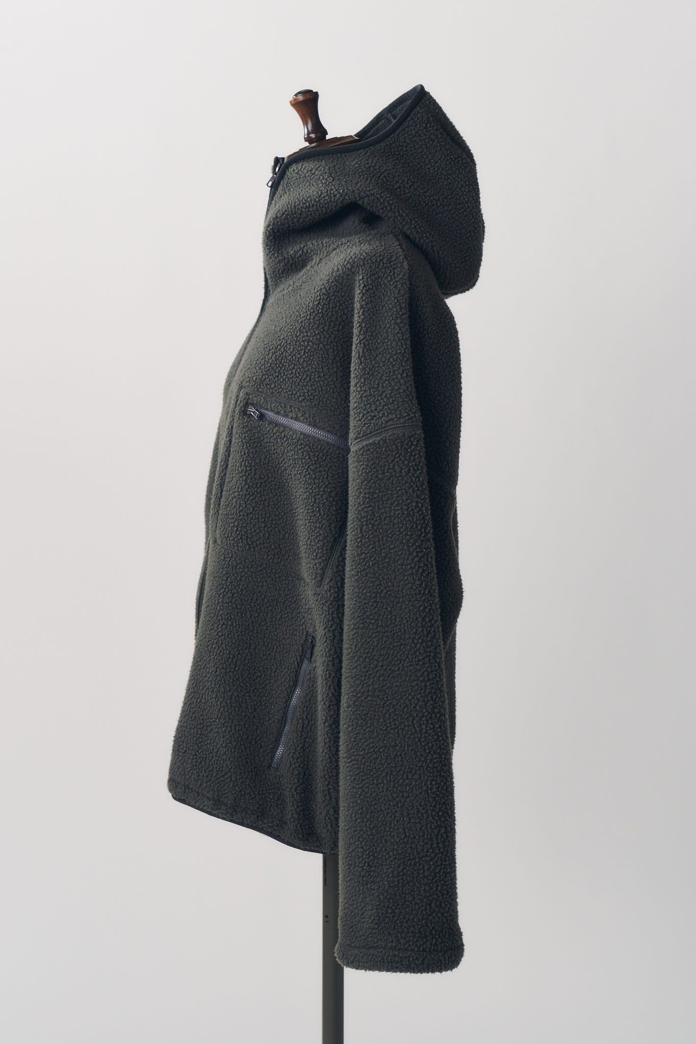 カーブジップ ボアフーディ (グレー) curved zip boa hoodie(unisex) (Gray) / 26AW