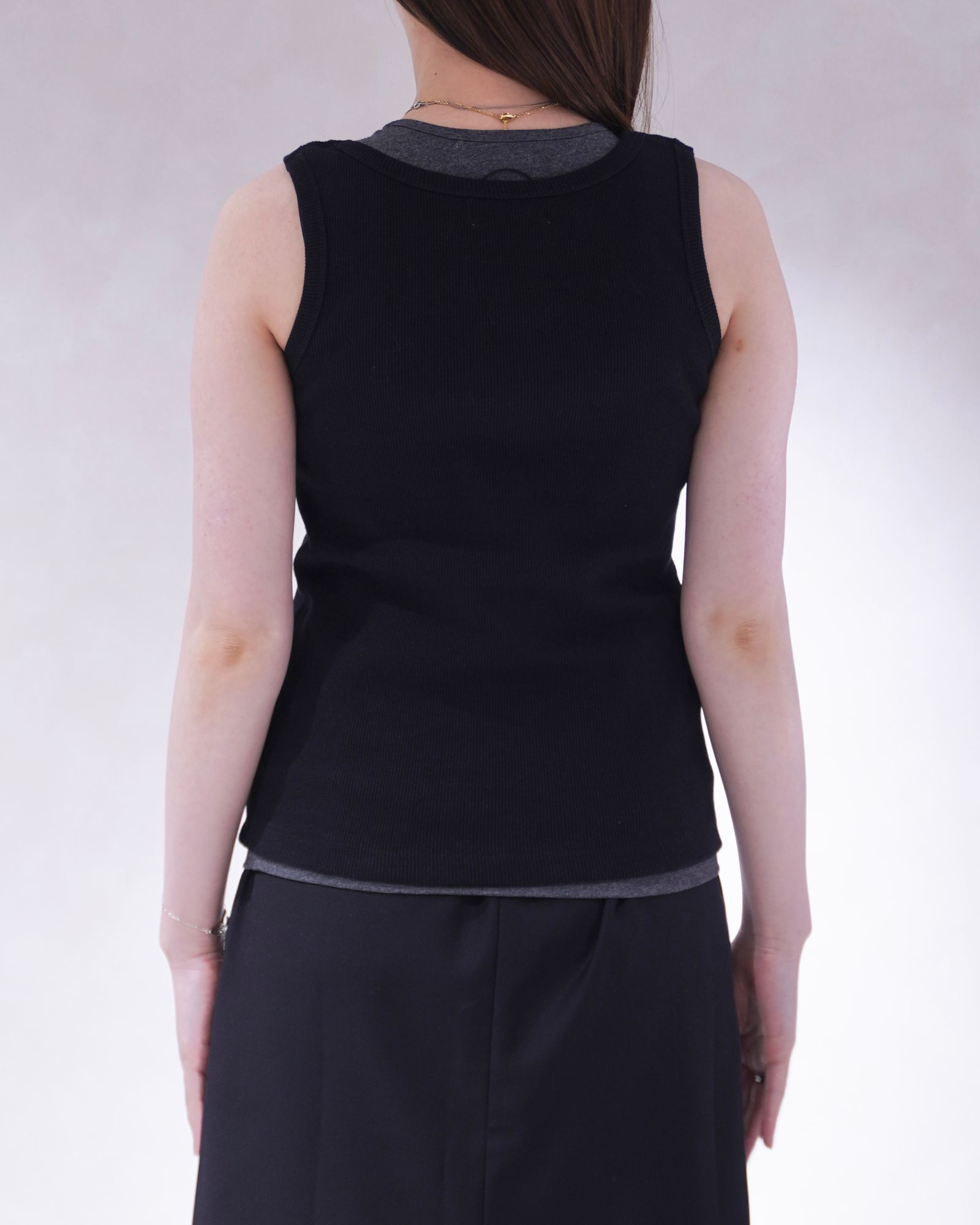 2ピース レイヤードロゴタンクトップ (ブラック) 2piece layered logo tank top