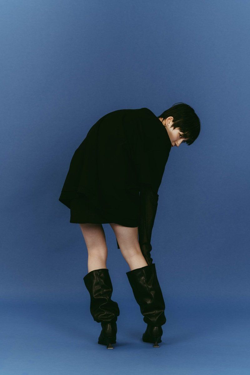drape long boots (Black) / ドレープロングブーツ (ブラック) / 26SS