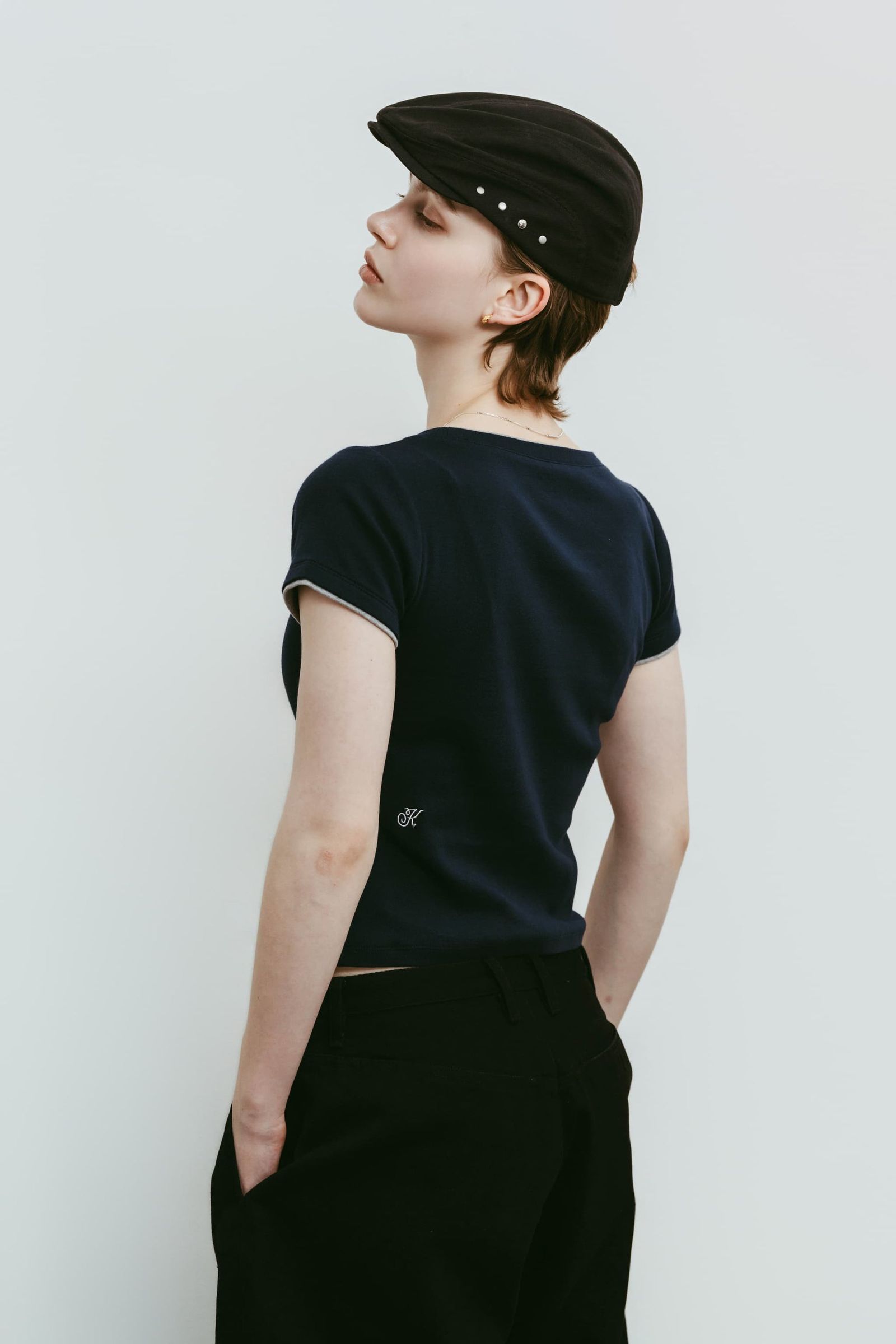 レイヤード クルーネックTシャツ (ネイビー) layered crewneck tee (Navy) /  26SS