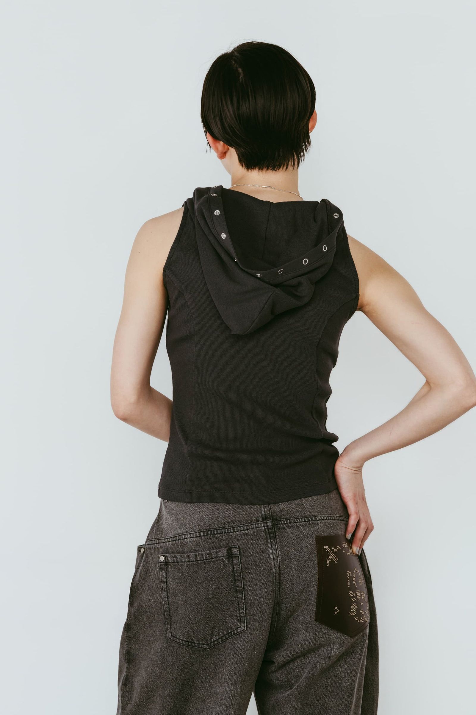 スナップボタンフーディ (チャコール) snap-button hoodie (Charcoal) /  26SS