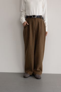 ストレートウールパンツ (ベージュ)