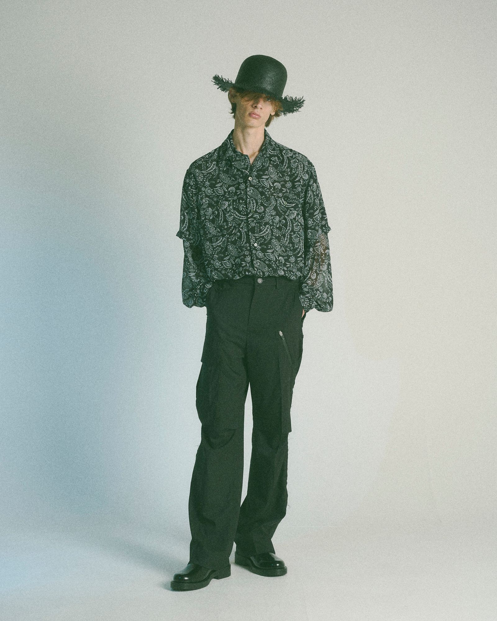 Sheer Paisely Shirt / シアーペイズリーシャツ (ブラック)
