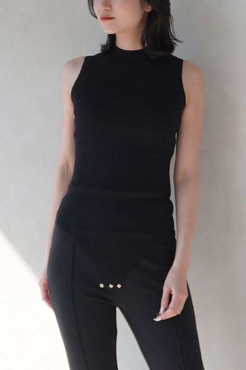 MOCKNECK KNIT BODYSUIT / モックネックニットボディスーツ (ブラック)