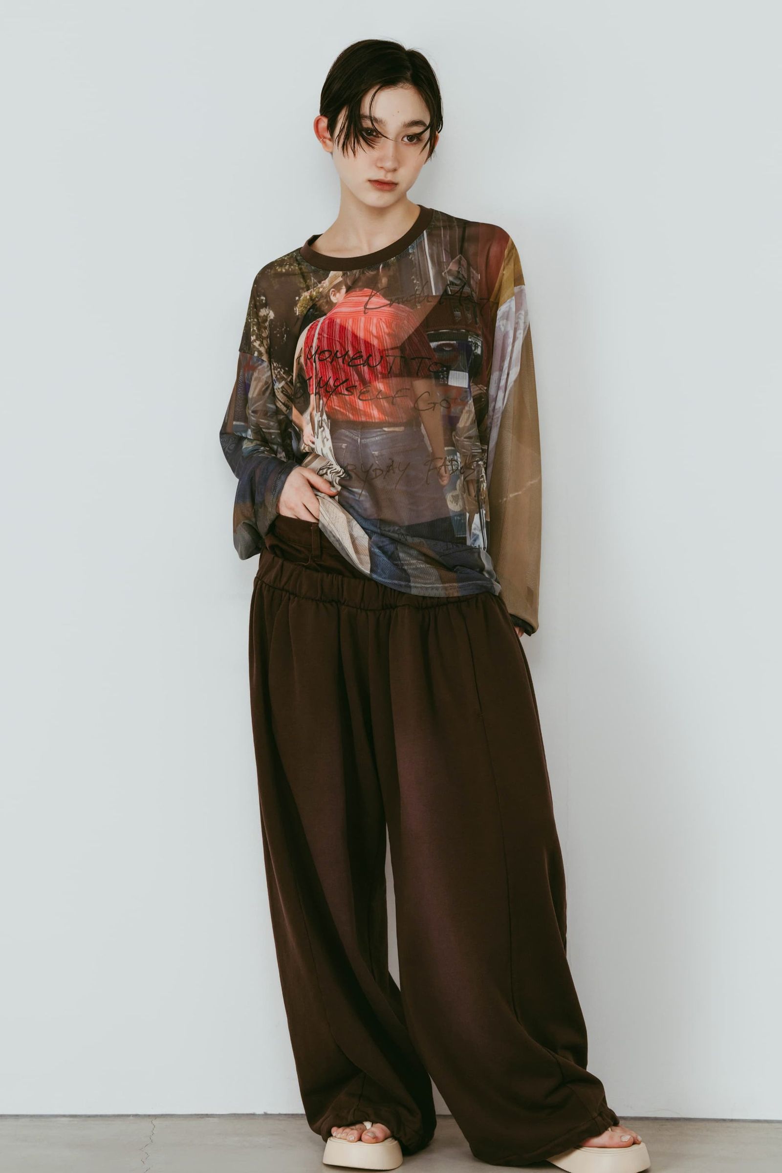 シアープリント ロングスリーブTシャツ (オジ) oji sheer long-sleeve tee(unisex) (Oji) /  26SS