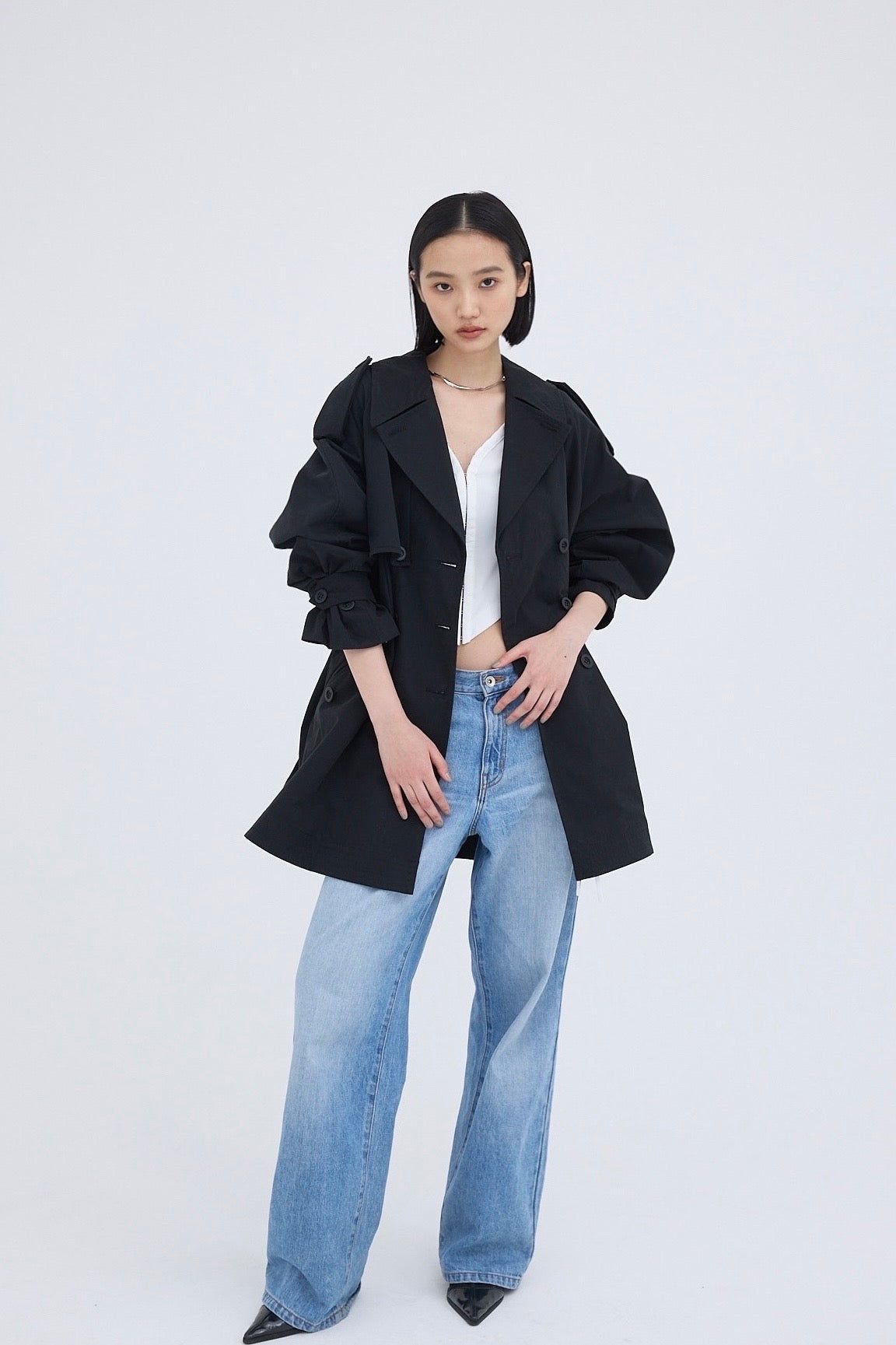 Umbrella trench coat / アンブレラ トレンチコート (ブラック)