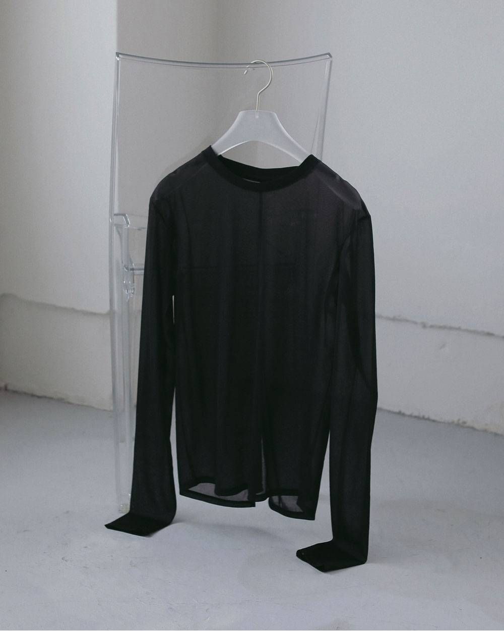 スリット シフォントップス (ブラック) Slit Chiffon Tops (Black) / 27SS