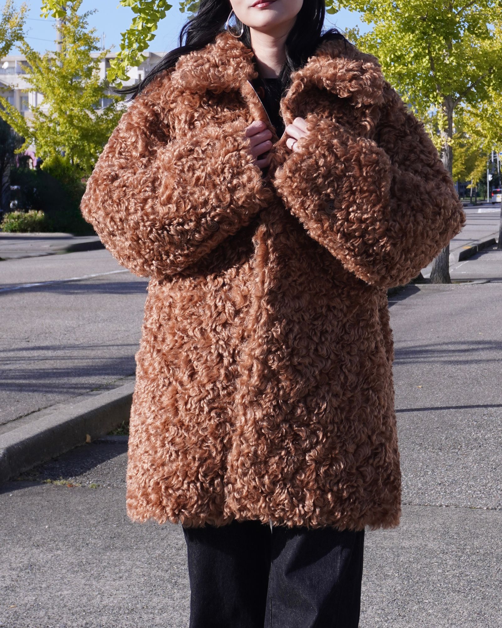 【25AW】Vintage Like Fake Mouton Reversible Coat (テラコッタ) / ヴィンテージライクムートン リバーシブルファーコート / エコファー / フェイクファー
