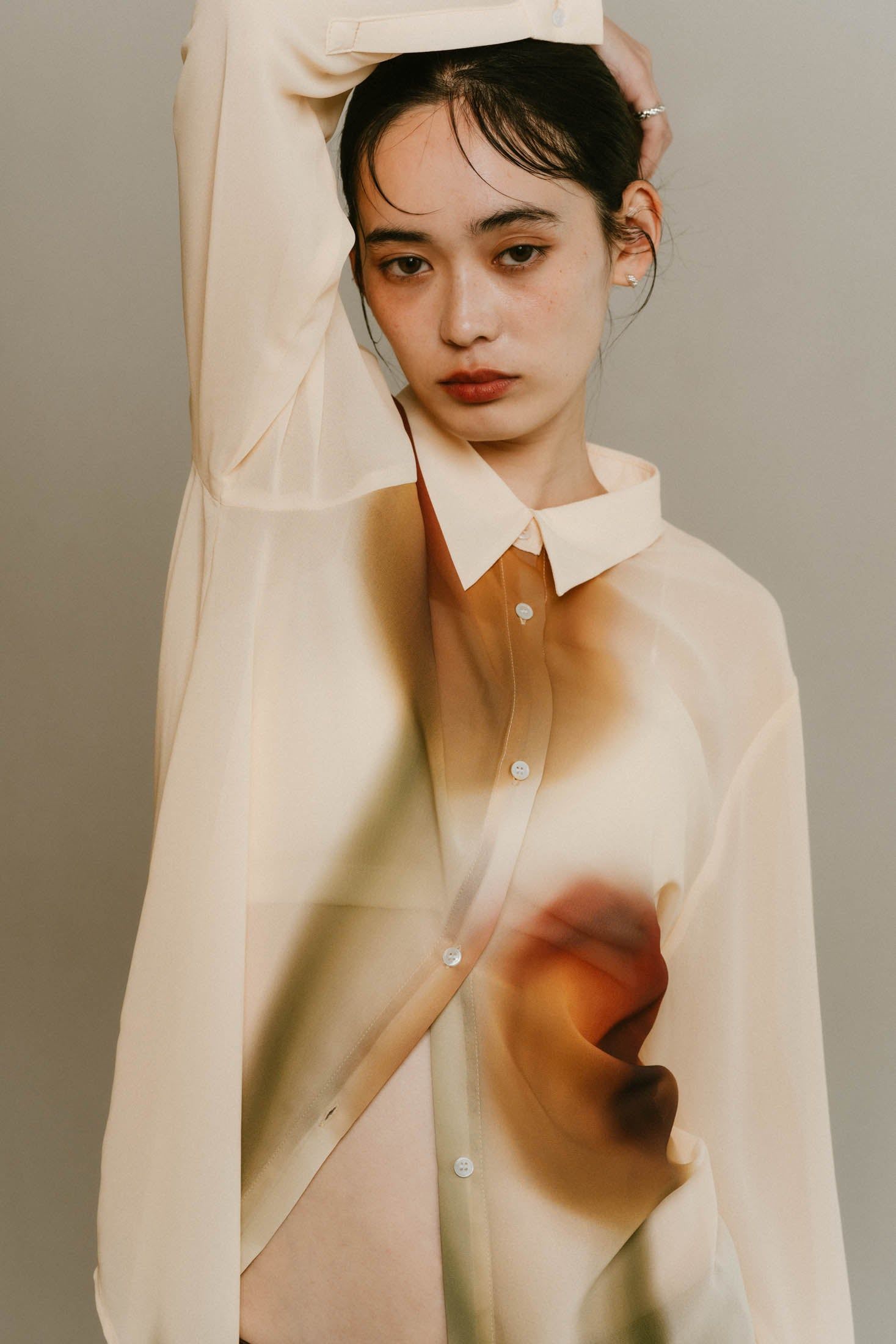 flower print sheer shirt / フラワープリントシアーシャツ (イエロー) / 25SS
