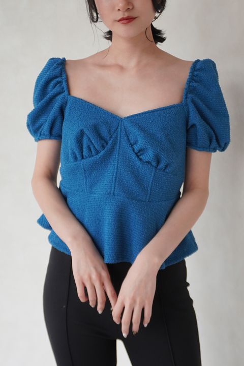 POOFY TOWEL LIKE MINI TOP / パイル ミニトップス (ブルー)