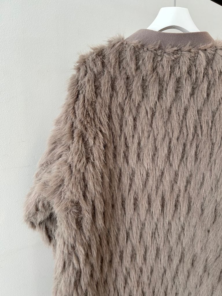 THINK FUR - Fur×Knit Medium Cardigan (グレージュ) | Sir online 