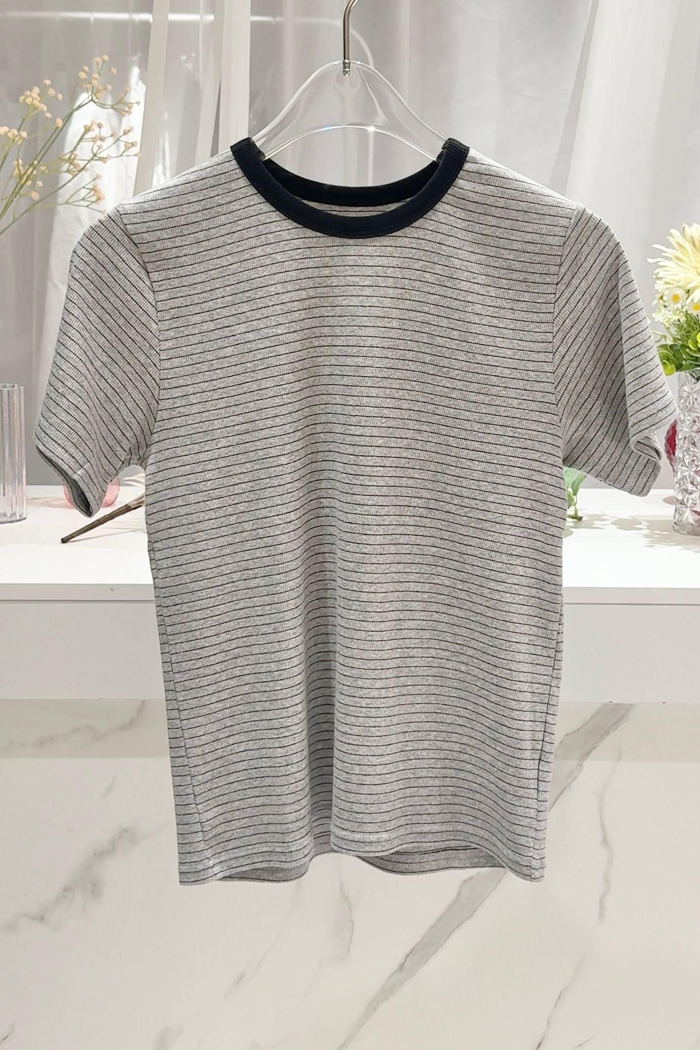 コンフォートスリムボーダーTシャツ (グレー) Slim Border T-shirt (Gray) /  26SS