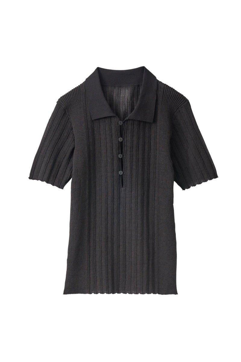 sheer polo knit / シアーニットポロシャツ (ブラック) / 25SS
