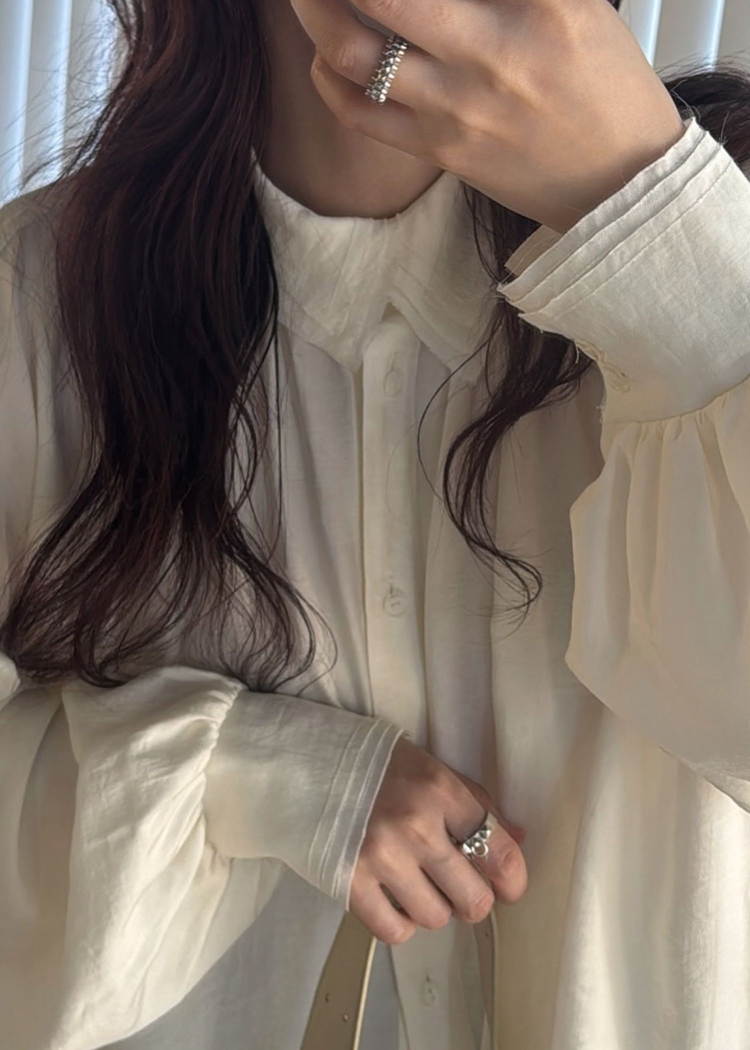 collar & cuffs triple layered over SH (Natural) / トリプルレイヤード オーバーシャツ (ナチュラル) / 26SS