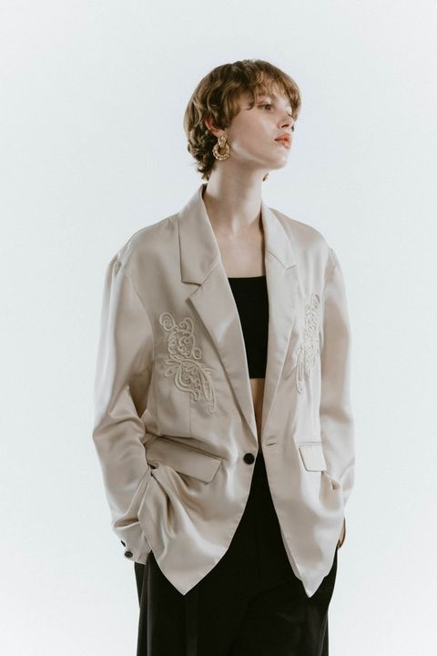 embroidered satin jacket / エンブロイド サテンジャケット (アイボリー) / 25SS