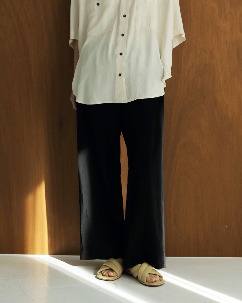 Georgette Rough Pant / ジョーゼット ラフパンツ (ブラック)