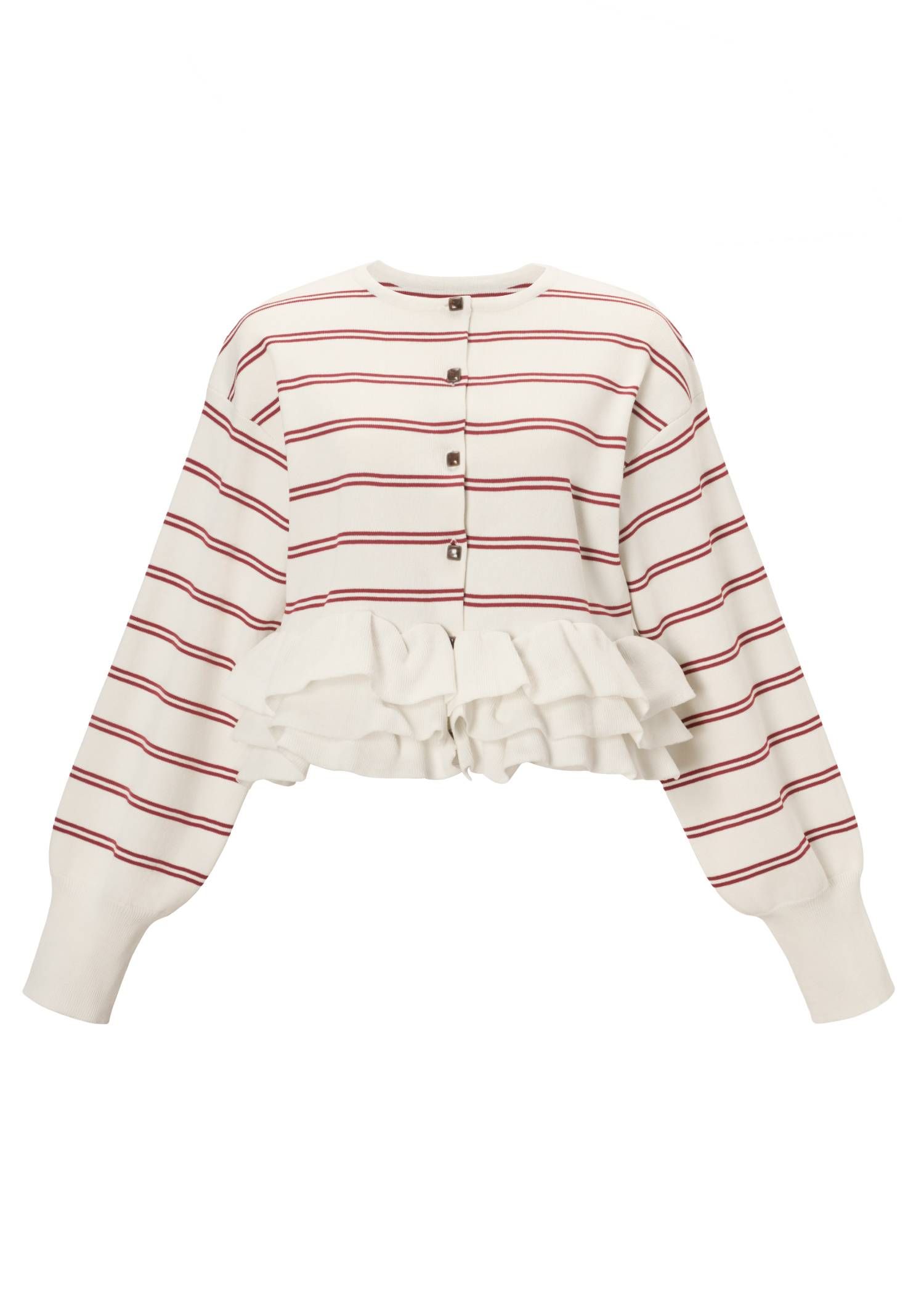 フリルニットカーディガン (レッド) hem ruffle frill knit cardigan (Red) /  26SS