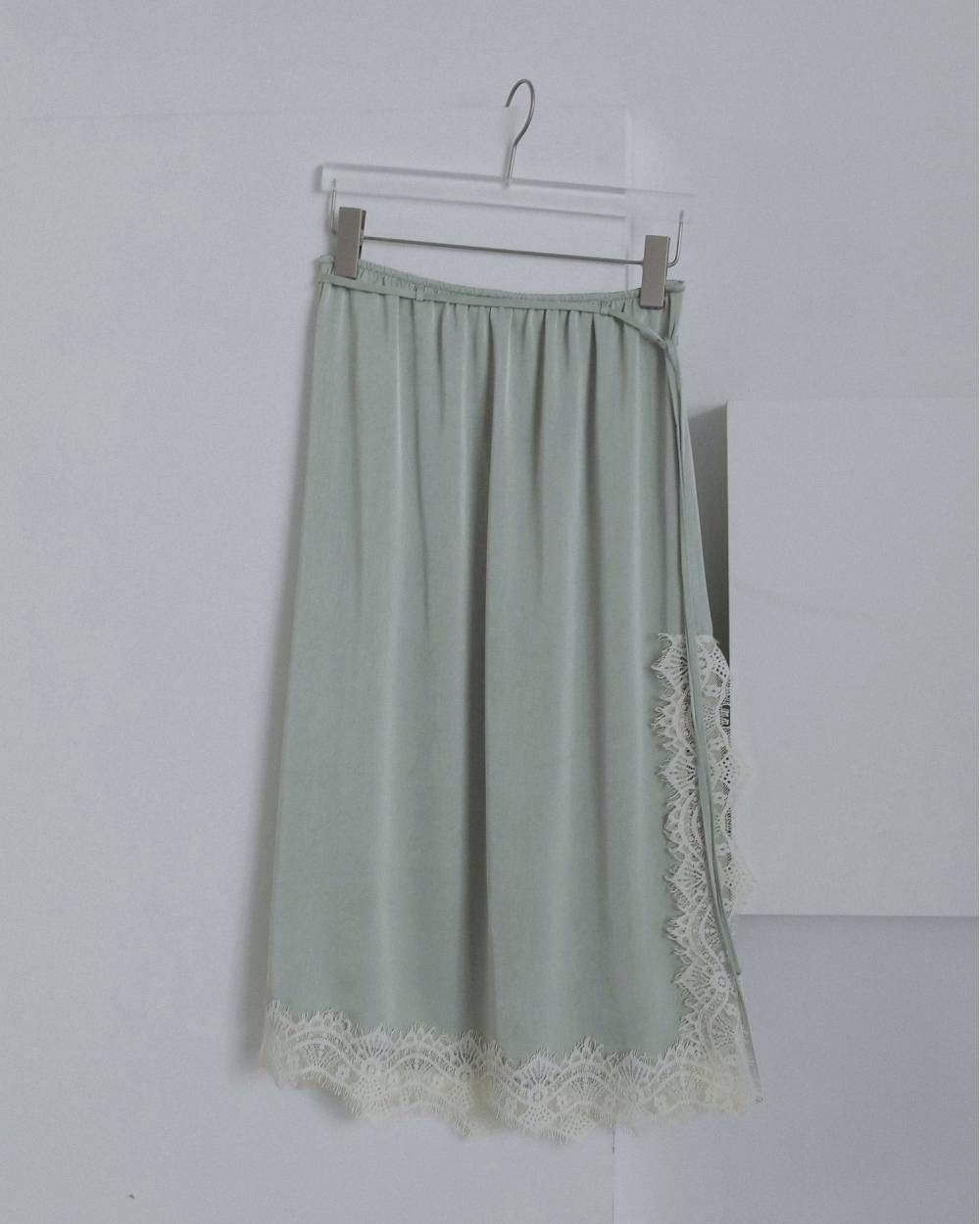 サテンレーススカート (ミント) Satin Lace Skirt (MInt) / 26AW 【6月29日まで期間限定予約】
