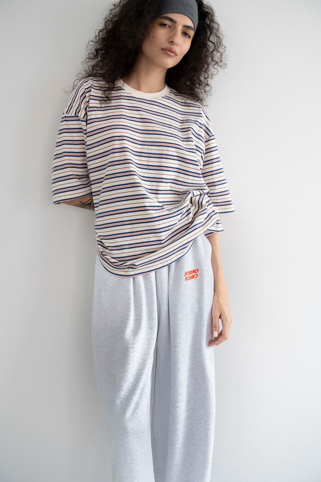 STUDIO CAVEZA Print Sweat Pants (Light gray) / スタジオカベサ プリントスウェットパンツ (ライトグレー) / 26SS