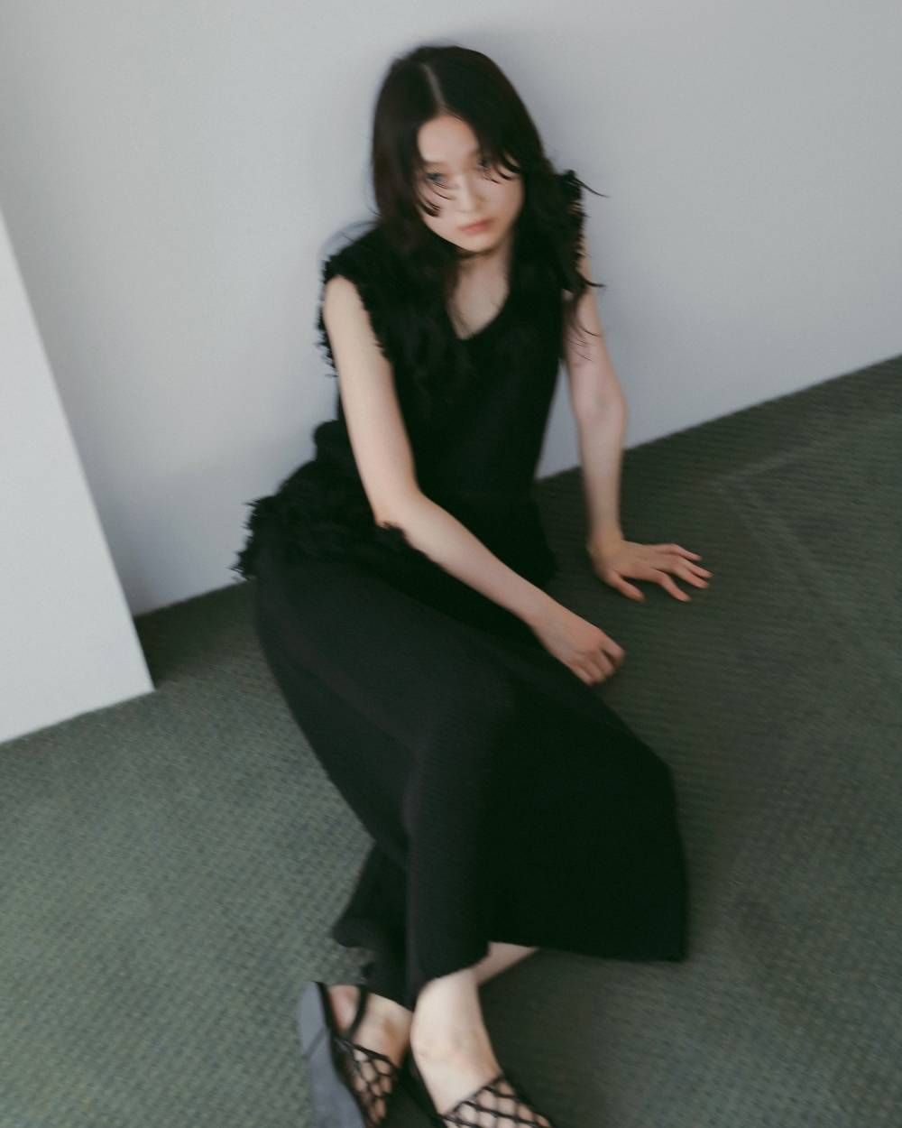クロシェニットスカート (ブラック) Crochet Knit Skirt (Black) / 26SS