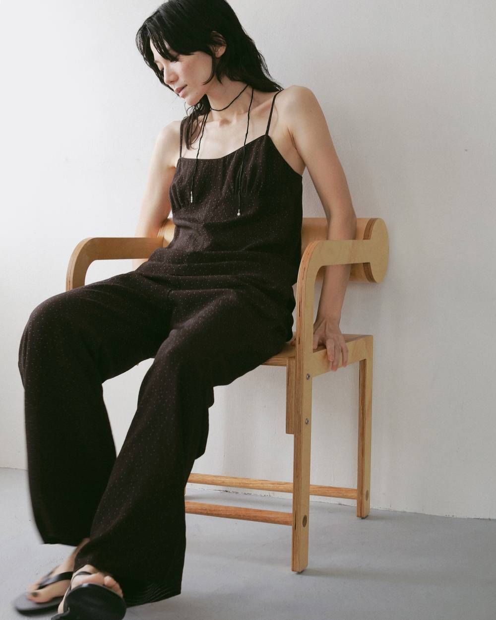 ドットジャガード キャミソールトップス (ブラウン) Dotjacquard Camisole Tops (Brown) / 27SS