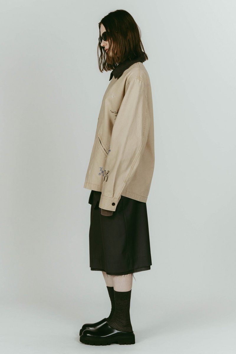 embroidered jacket(unisex) (Beige) / レタリング刺繍 ジャケット (ベージュ) / 26SS