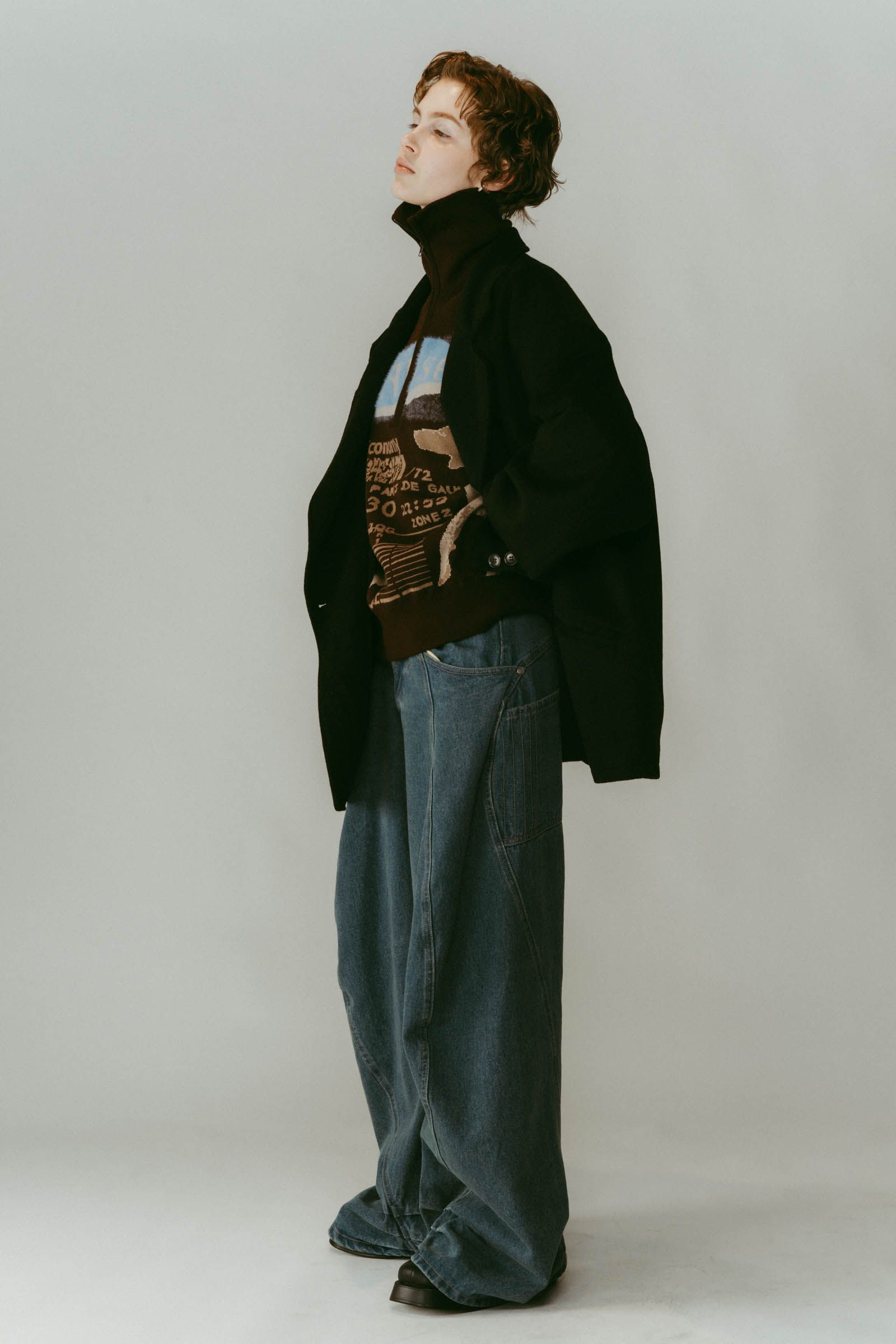 muffler overlay jacket(unisex) / マフラー オーバージャケット (ブラック) / 25AW