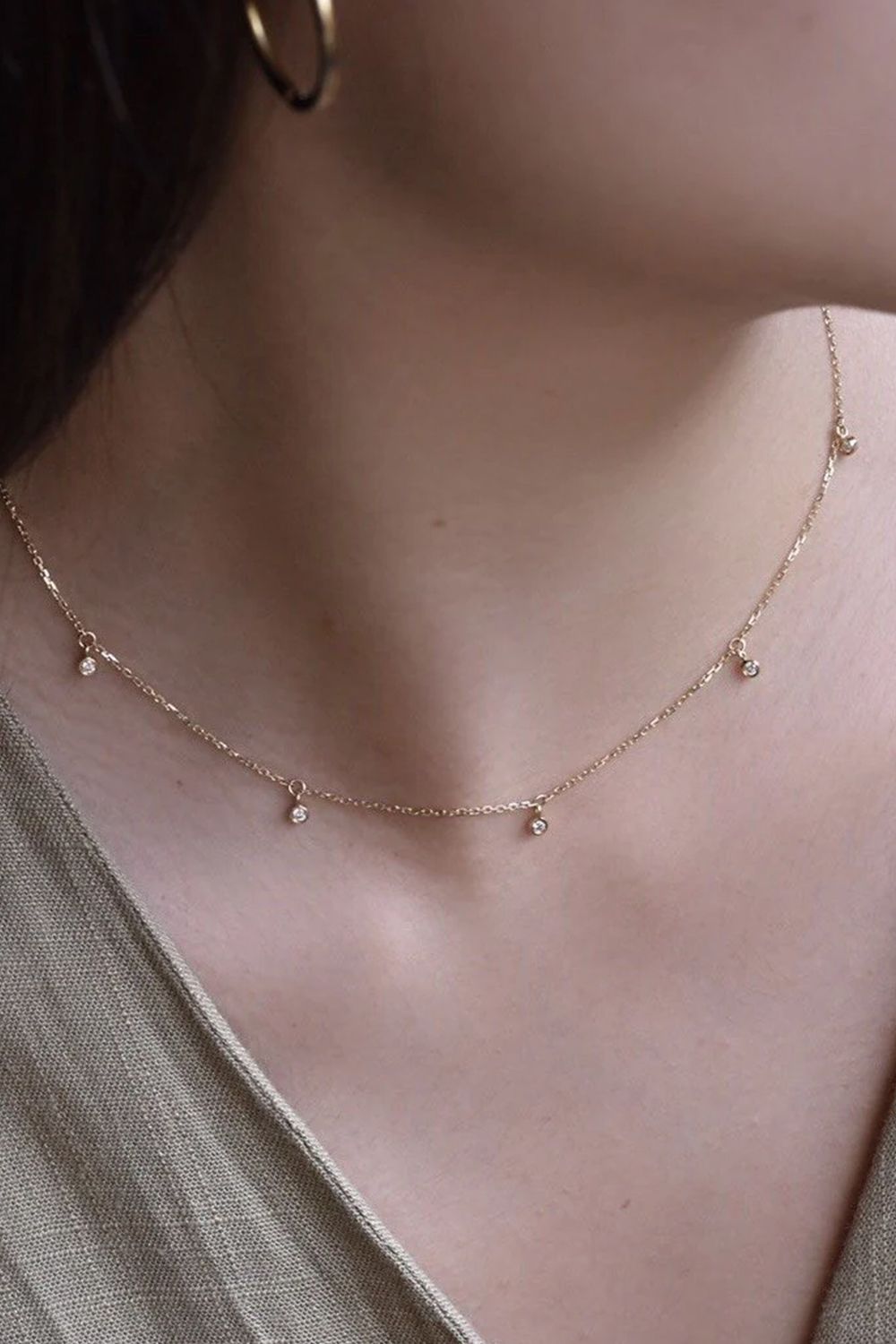 QUINQUE STONE NECKLACE / クイーンクエ ストーン ネックレス K18/PT850
