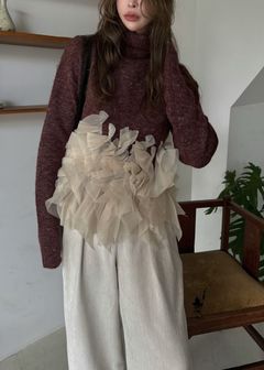gradation frill bottleneck knit / グラデーション フリルニット (ザクロ) / 25AW
