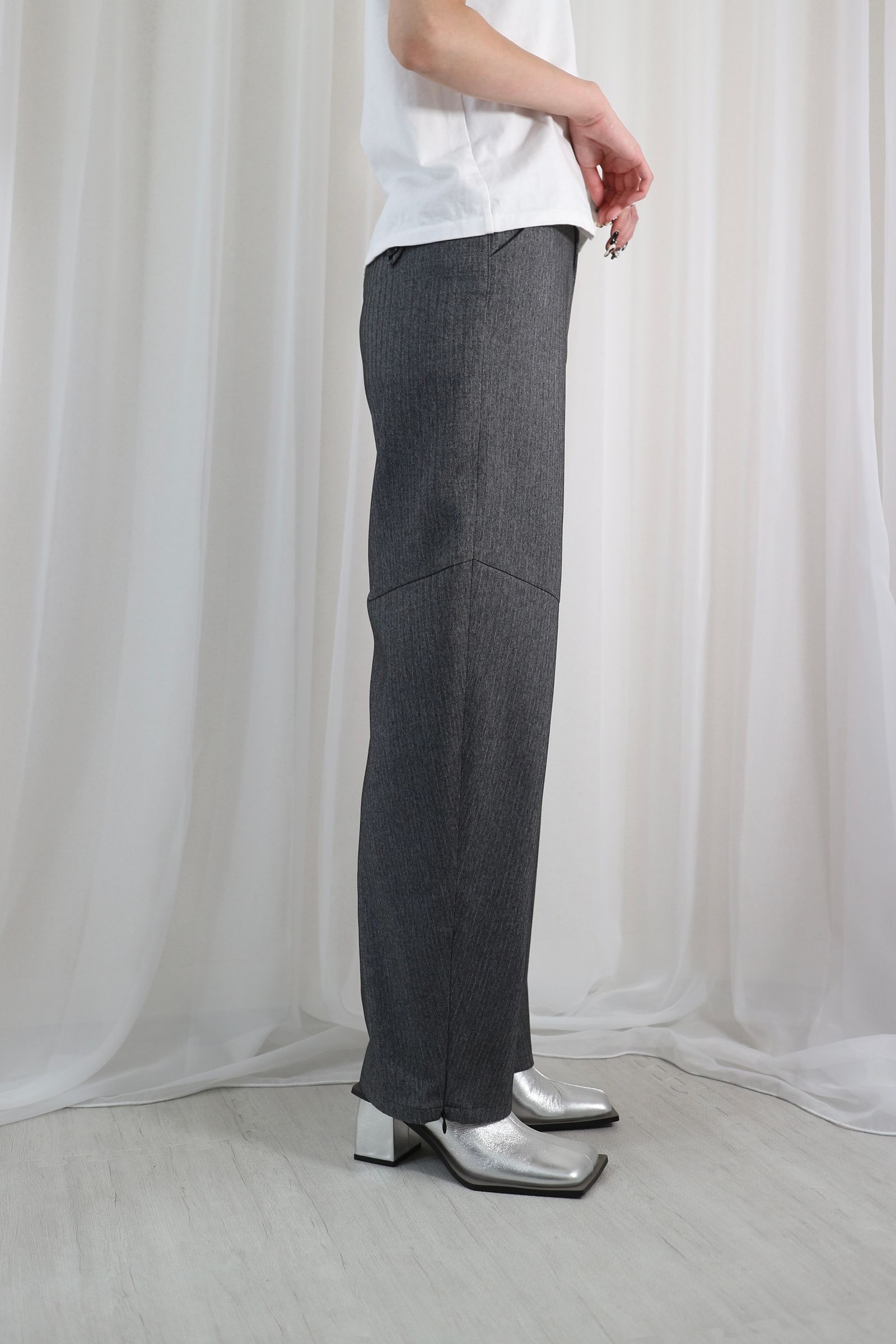 RETORO ROUND SLIT PANTS / レトロラウンドスリットパンツ (グレー)