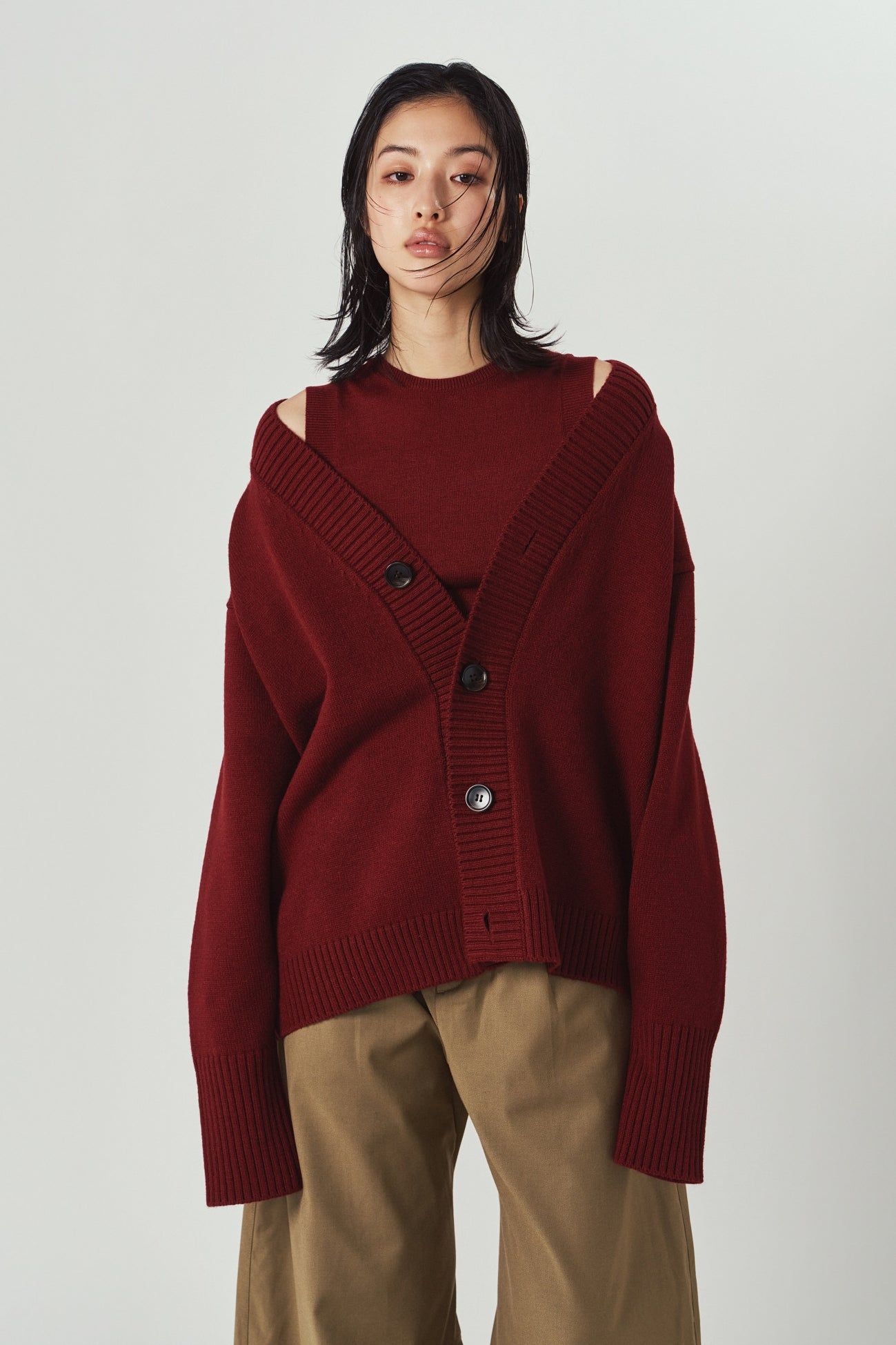 Knuth Marf - 2ピース カーディガン (レッド) 2-piece cardigan (Red