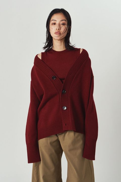 2ピース カーディガン (レッド) 2-piece cardigan (Red) / 26AW