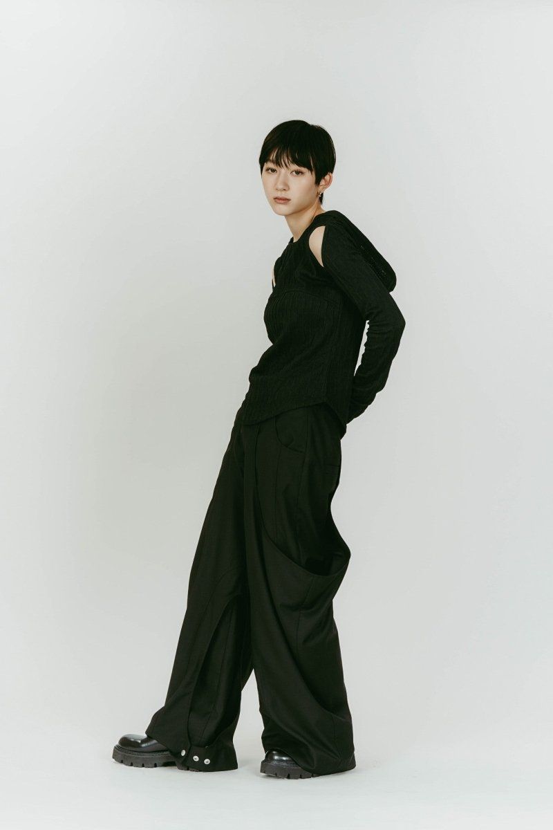 hooded jacquard top (Black) / ジャガード フーディトップス (ブラック) / 26SS