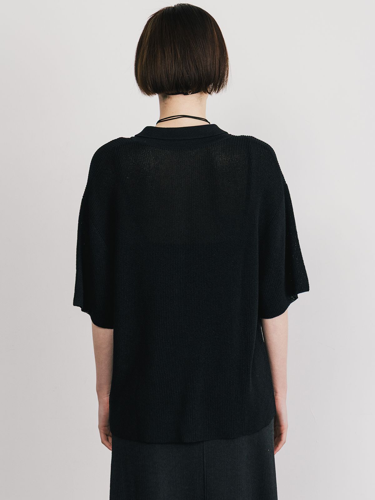 【25SS】ACETATE KNIT SHIRTS / アセテート ニットシャツ (ブラック)