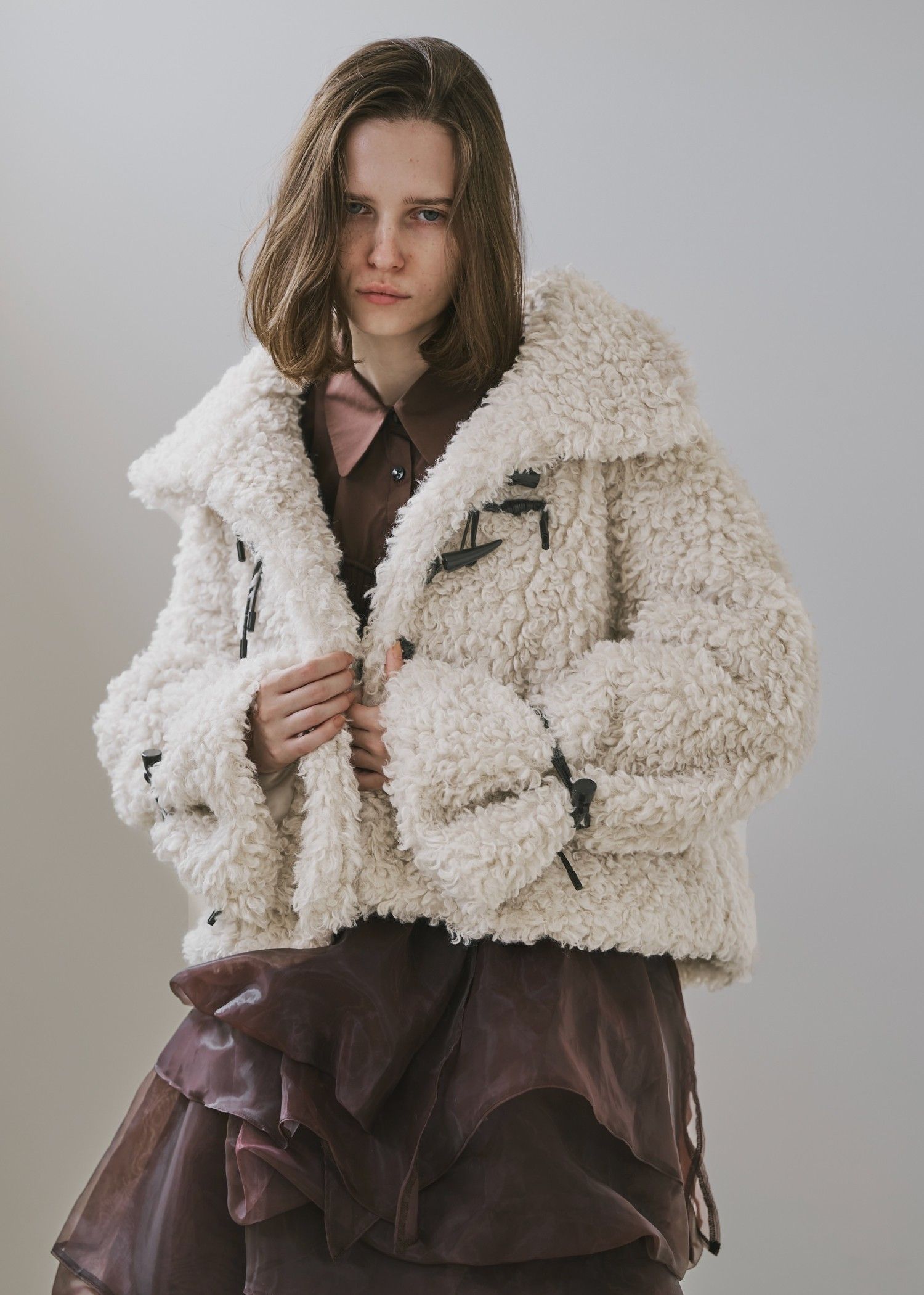 poodle fur cord toggle short JK / プードルファー トグルショートジャケットコート (シェル) / 25AW