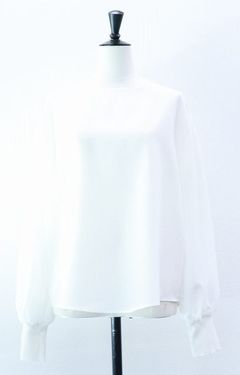 バックチュール シアーブラウス (ホワイト) Sheer Tulle Blouse (White) / 26AW *