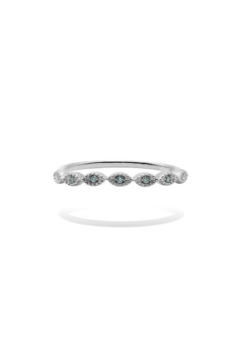 OCULUS RING WITH GREEN MOISSANITE / グリーン モアサナイト オキュラス リング K10/K18 (ホワイトゴールド)