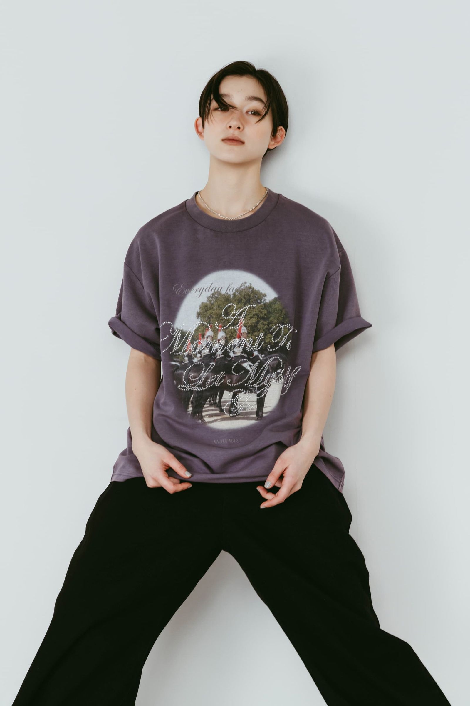 ラインストーングラフィックTシャツ (パープル) rhinestone graphic tee(unisex) (Purple) /  26SS
