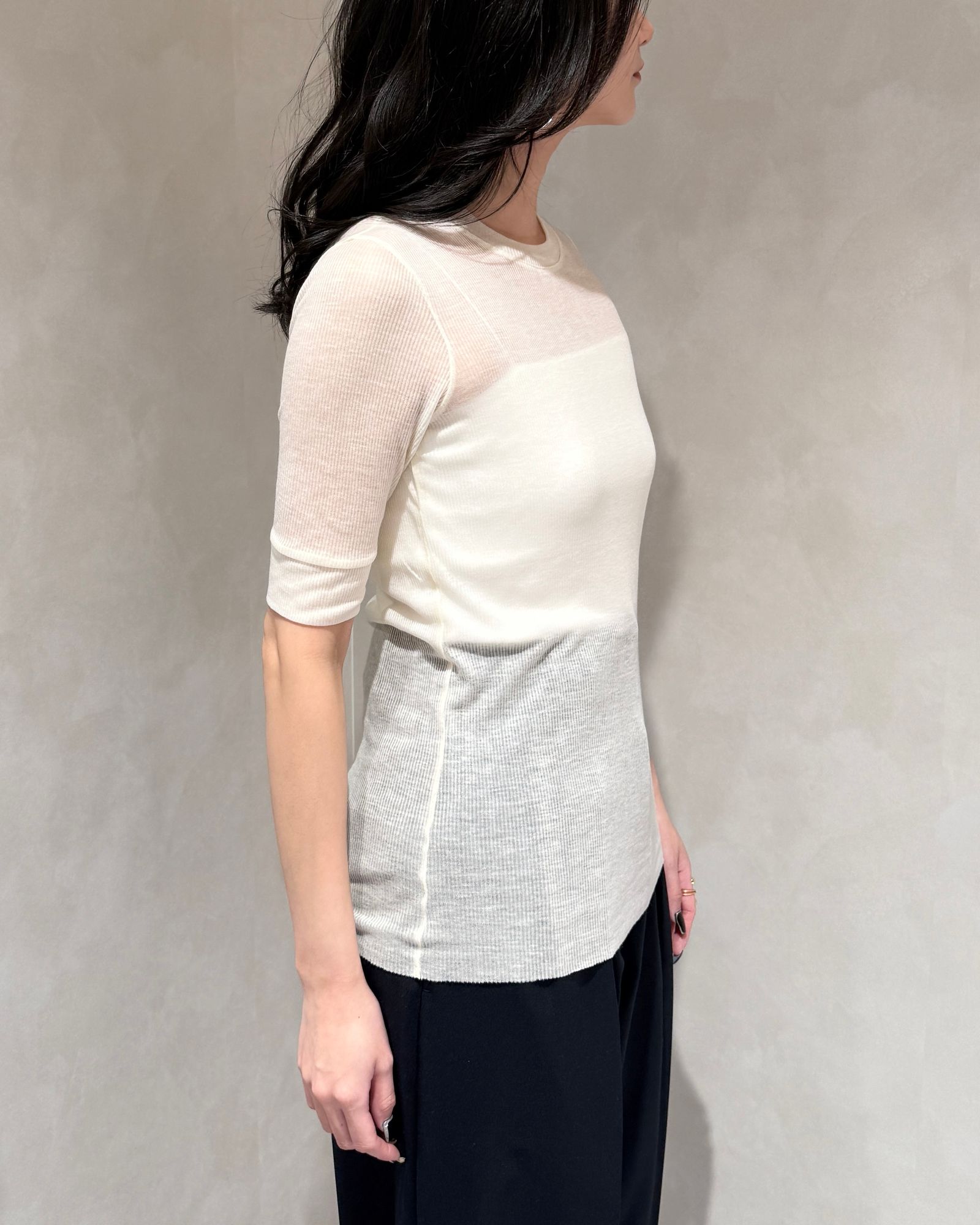 【25SS】TENCEL CASHMERE RIB T-SHIRT / テンセルカシミヤリブTシャツ (エクリュ)