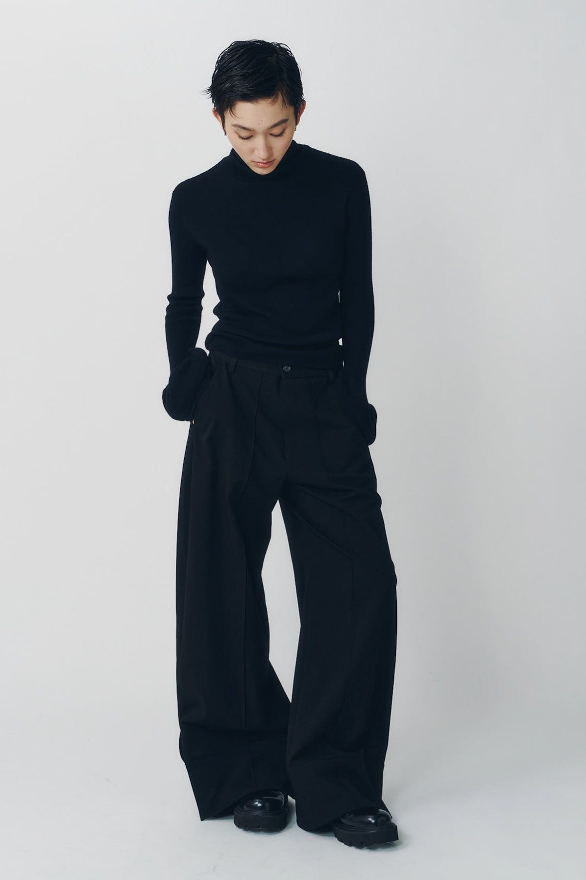 ダブルヘムトラウザー (ブラック) double hem trousers(unisex) (Black) / 26AW