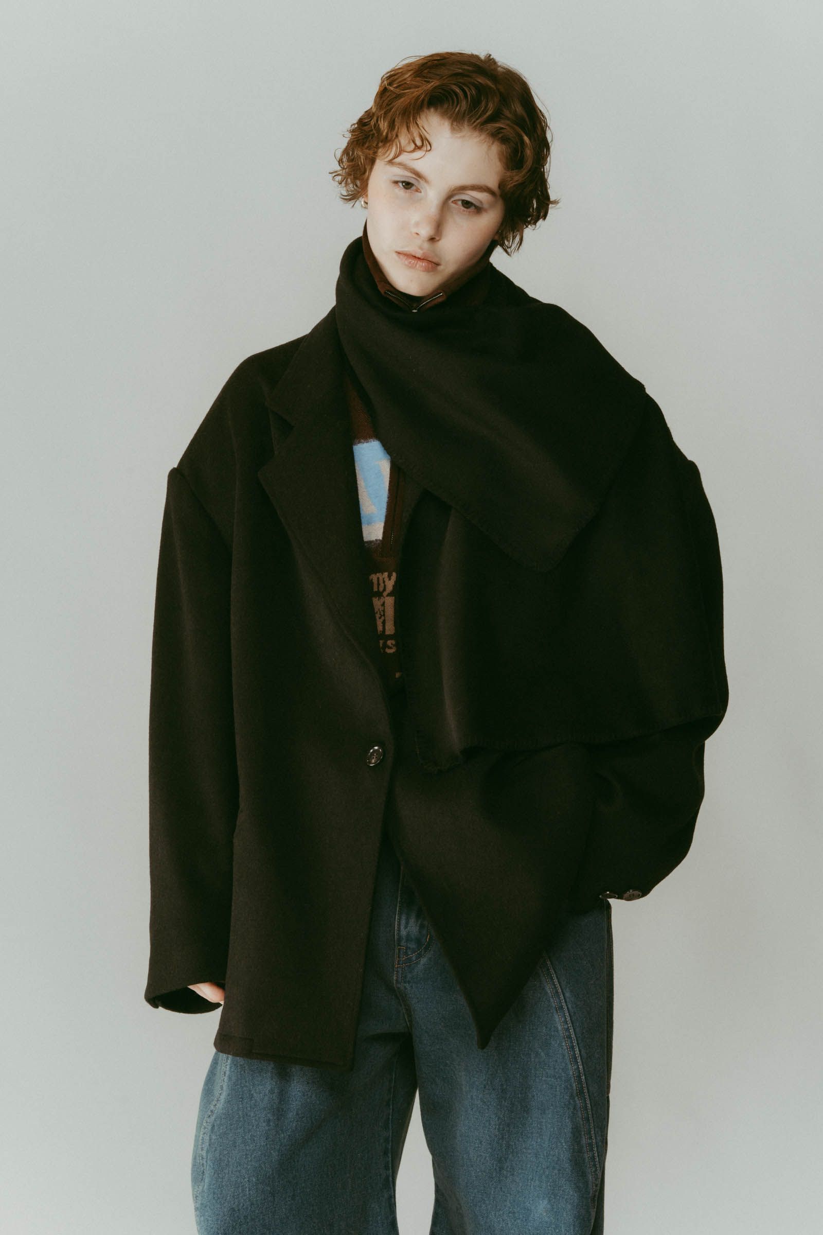 muffler overlay jacket(unisex) / マフラー オーバージャケット (ブラック) / 25AW