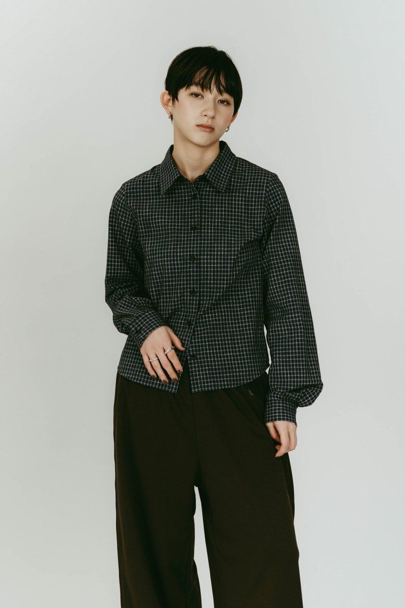 2-piece layered compact shirt (NavyGray) / 2ピース レイヤードコンパクトシャツ (ネイビーグレー) / 26SS