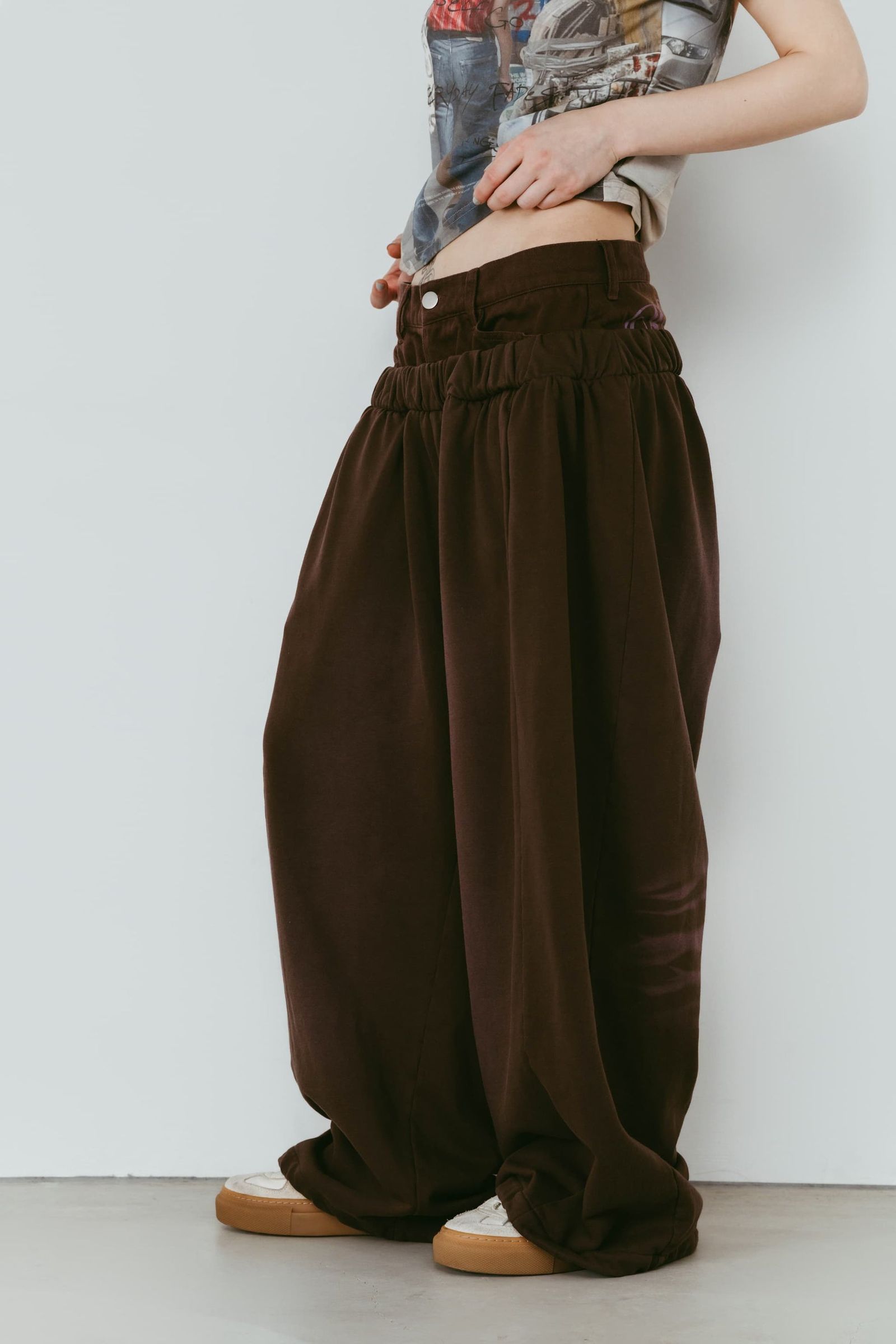 ダブルレイヤースウェットパンツ (ブラウン) double-layer sweatpants (Brown) /  26SS
