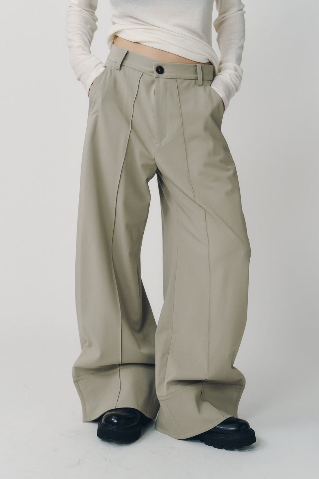 ダブルヘムトラウザー (サンドベージュ) double hem trousers(unisex) (Sand Beige) / 26AW